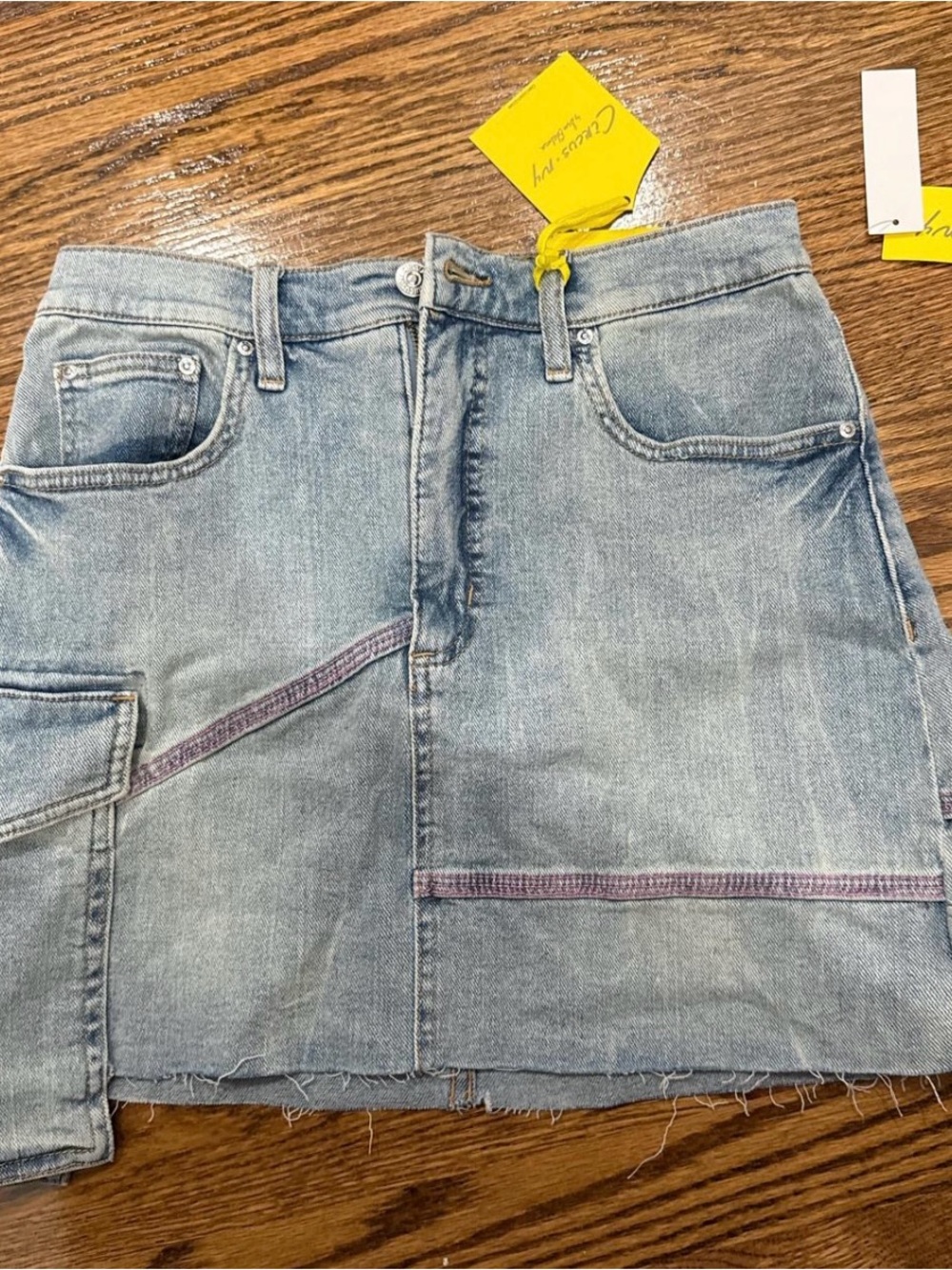 Circus by Sam Edelman Light Blue Denim Mini Skirt with Purple Trim